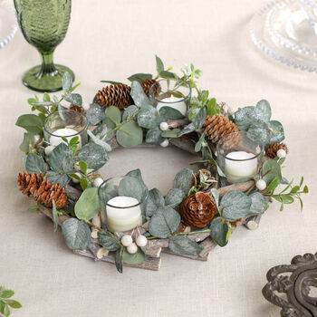 Frosted Hedgerow Christmas Candle Holder Centrepiece, 5 of 6