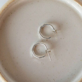 Sterling Silver Mini Hexagon Everyday Hoops, 4 of 6