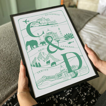 Personalised Couple's Initials Illustrated Travel Print, 4 of 12