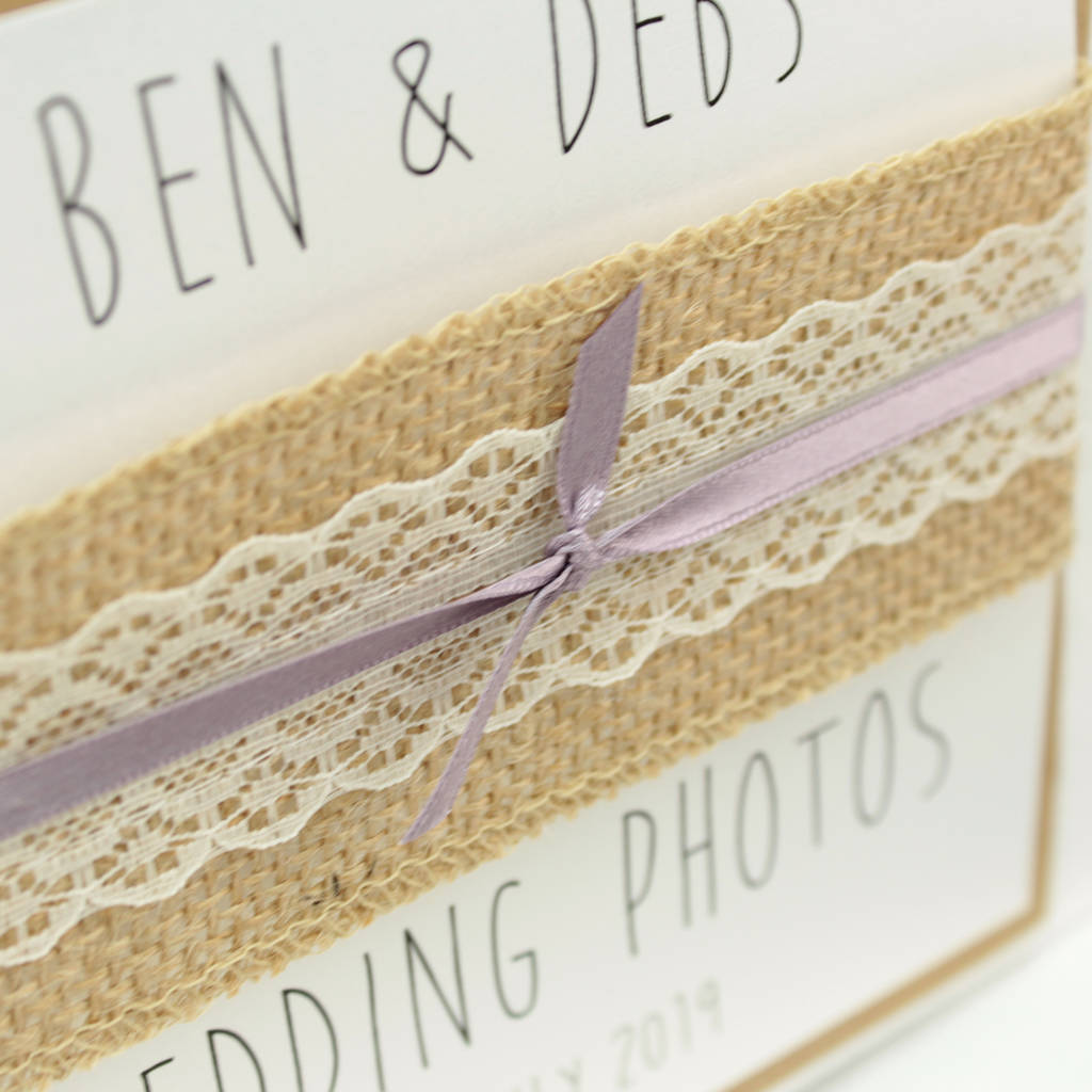 Personalised Hessian Lace Wedding Photo Album By Dreams To Reality