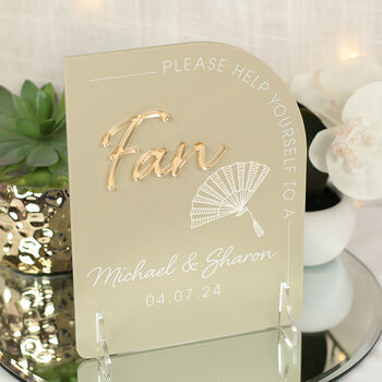 Modern Arch Take A Fan Acrylic Wedding Sign, 2 of 6