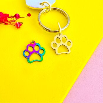 Hand Stamped Always By My Side Pet Dog Memory Jewellery Charm Keyring, 3 of 4