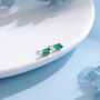 Double Trapezoid Emerald Green Cz Screw Back Earrings, thumbnail 4 of 12