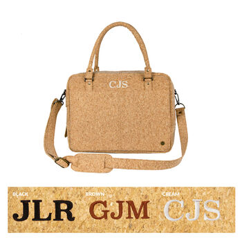 Personalised Cork Leather Oxford Zip Up Satchel, 5 of 9