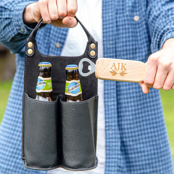 Personalised Faux Leather Bottle Carrier Set, 6 of 7