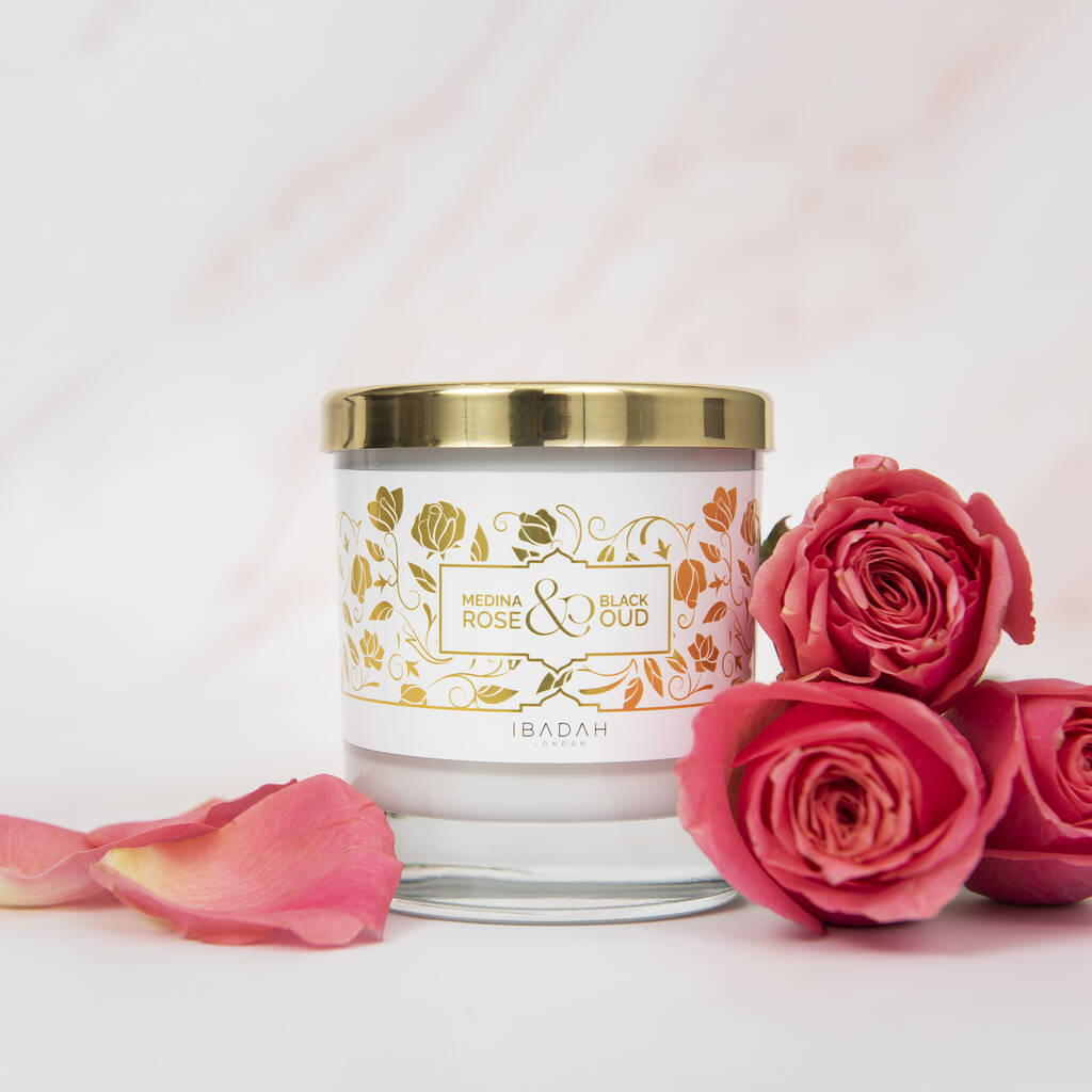 Rose And Oud Scented Candle For Eid Ramadan, 1 of 2