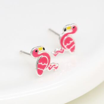Sterling Silver Flamingo Stud Earrings, 3 of 5