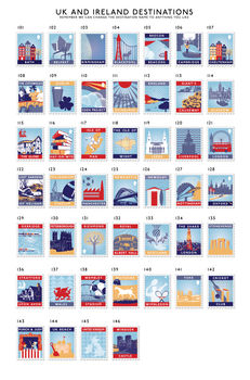 Stamp Art Destination Personalised Print 16 Stamps, 7 of 12