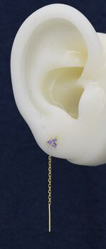 Sterling Silver Purple Cz Trio Flower Threader Earrings, 10 of 11