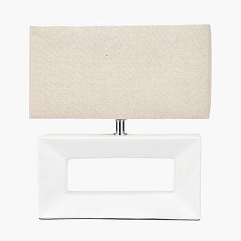 White Block Ceramic Rectangular Table Lamp, 3 of 10