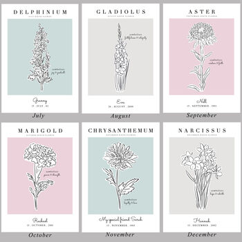 Personalised Birth Flower Print, 5 of 5