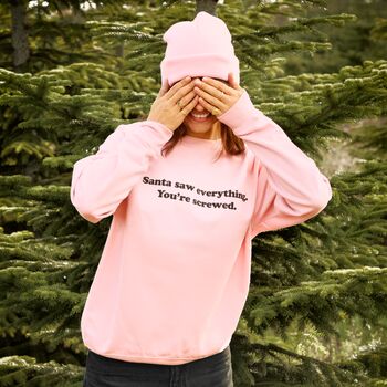 Santa Saw Everything Women's Christmas Sweatshirt, 3 of 6