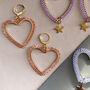 Hand Beaded Pastel Frosted Heart Hoop Earrings, thumbnail 5 of 6