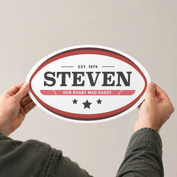 Rugby Ball Style Personalised Metal Sign, 2 of 3