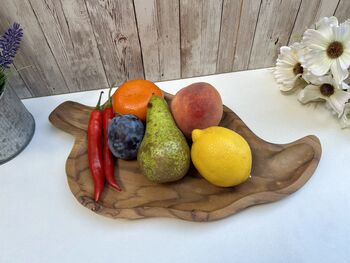 38cm Hand Carved Teak Root Leaf Bowl Wood Serving Dish, 10 of 12