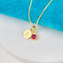 Gold Mini Initial And Birthstone Necklace, thumbnail 4 of 9