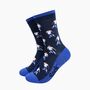 Football Players Bamboo Socks In Navy Blue, thumbnail 1 of 4