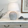 Ribbed Pale Grey Stone Effect Ceramic Table Lamp Base, thumbnail 4 of 7