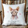 Personalised Devon Rex Cat Love Hearts Cushion Cover, thumbnail 1 of 2