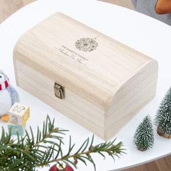 Personalised Family Bauble Christmas Eve Wooden Chest, 11 of 12