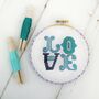 Embroidery Hoop Cross Stitch Gift Set. Love In Blue, thumbnail 1 of 7