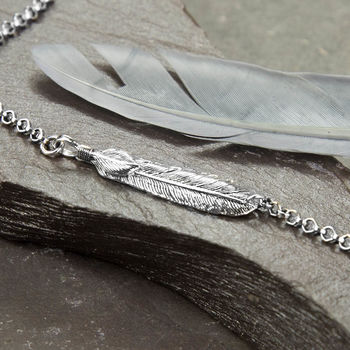 Sterling Silver Oxidised Feather Bracelet, 3 of 4