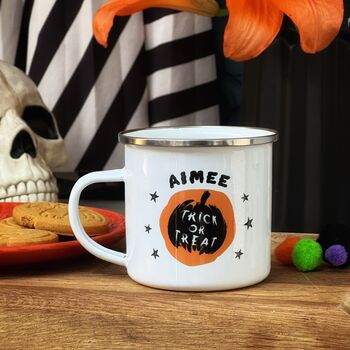 Personalised Pumpkin Enamel Mug, 2 of 7