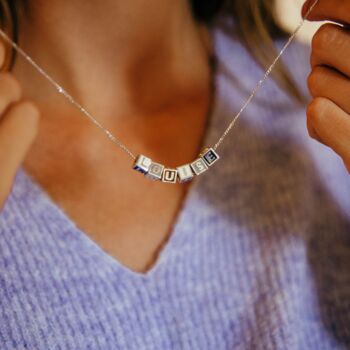 Personalised Enamel Cube Initial/Name Necklace, 3 of 9