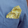 Mens Lime Yellow Floral Pocket Square, thumbnail 1 of 6
