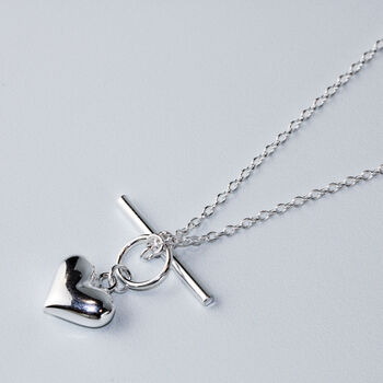 Sterling Silver Heart Toggle Pendant Necklace, 2 of 5