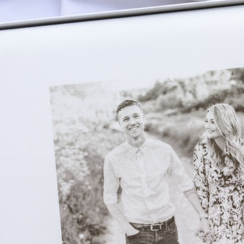 Wedding Couple Photo White Leather Guest Book, 4 of 6