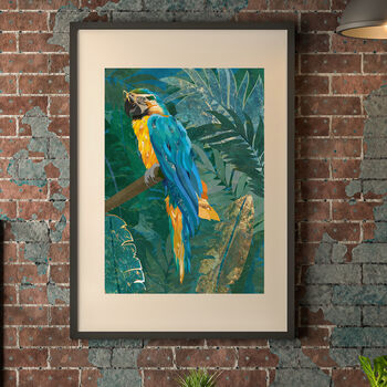 Macaw Gold Glasses Tropical Jungle Wall Art Print, 2 of 4