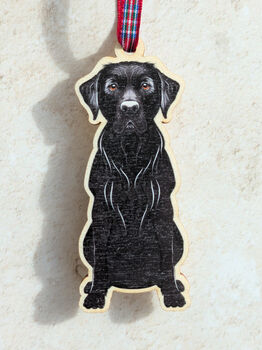Black Labrador Dog Hanging Wooden Christmas Decoration, 4 of 5