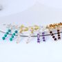 Precious Stone Drop Earrings On Hoops, thumbnail 5 of 10