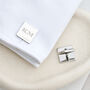 Monogrammed Classic Silver Plated Square Cufflink Set, thumbnail 2 of 6