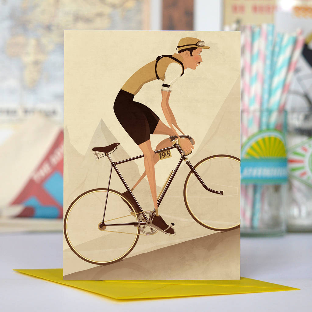 Vintage Tour De France Cyclist Greetings Card