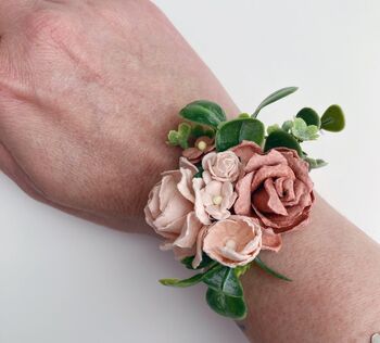 Dusky Pink And Blush Wrist Corsage, 4 of 4
