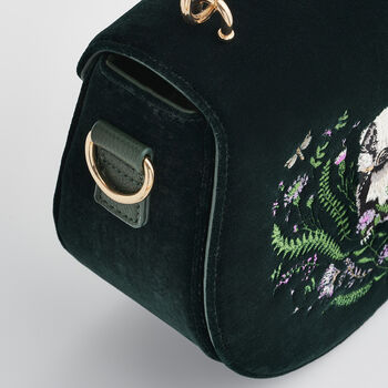 Badger Embroidered Green Top Handle Saddle Bag, 7 of 8