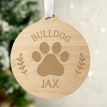 Personalised Dog Round Wooden Bauble, 4 of 4