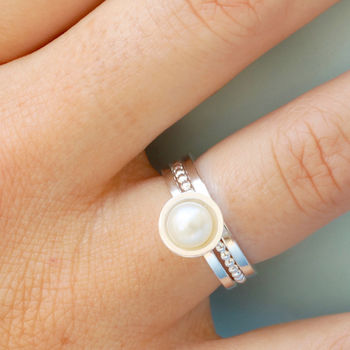 Pearl Stacking Ring Set. Sterling Silver, 7 of 12