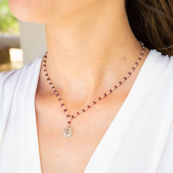 Root Chakra Garnet Necklace In Silver, 3 of 11