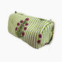Green Stripe Block Print Cotton Small Make Up Bag, thumbnail 3 of 4