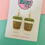 Coffee Cup Glitter Earrings, thumbnail 2 of 2