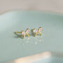 Dainty Gold Plated Bow Stud Earrings, thumbnail 4 of 6