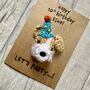 Personalised Name Age Party Dog Crochet Birthday Card Handmade, thumbnail 4 of 12