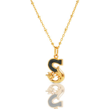 Gold Plated S Initial Necklace With Green Marble, 2 of 6