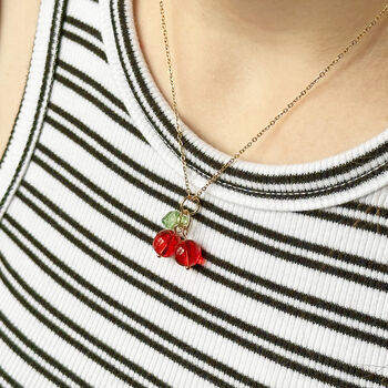 Cute Glass Cherry Necklace, 3 of 6