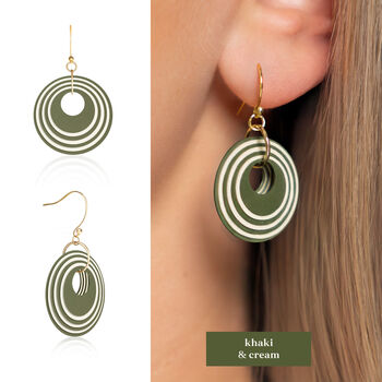 Geometric Circular Earrings • Gold Plated Sterling Silver Hooks • Available In Five Colours, 6 of 8