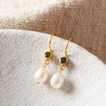 Pearl And Emerald Drop Earrings, 6 of 11