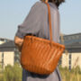 Hand Woven Genuine Leather Shopping Tote Bag, thumbnail 11 of 12